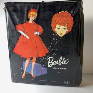 Vintage 1963 Mattel Black Bubble Cut Red Flare Barbie Doll Case
